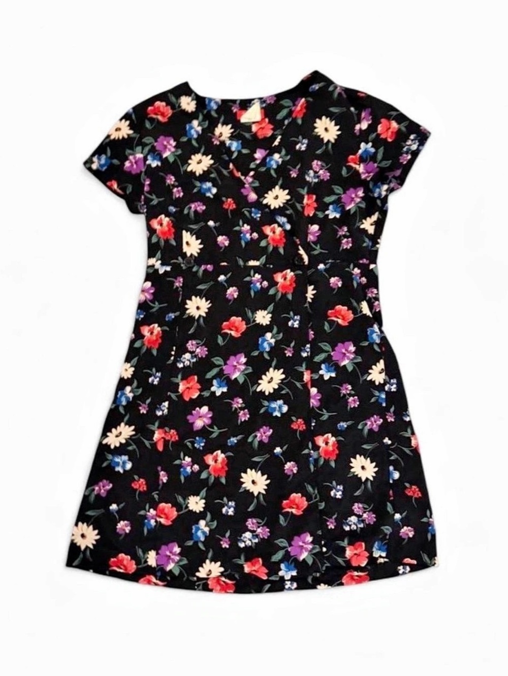 Vintage 90s ESPRIT Floral Mini Dress in Black Size Small